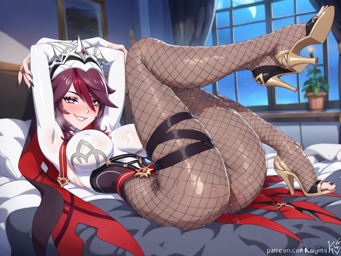 Bedroom, Perfectly Round Tits, Rosaria From Genshin Impact Hentai AI Porn