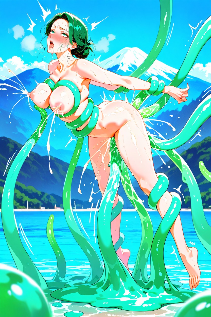 Pussy Juice Puddle, Tentacles Wrapping Their Two Body, Cumming Hentai IA