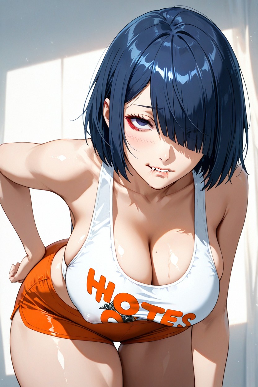 Hair Over Right Eye, Pretty Face, Biting Lip Hentai AI Porn