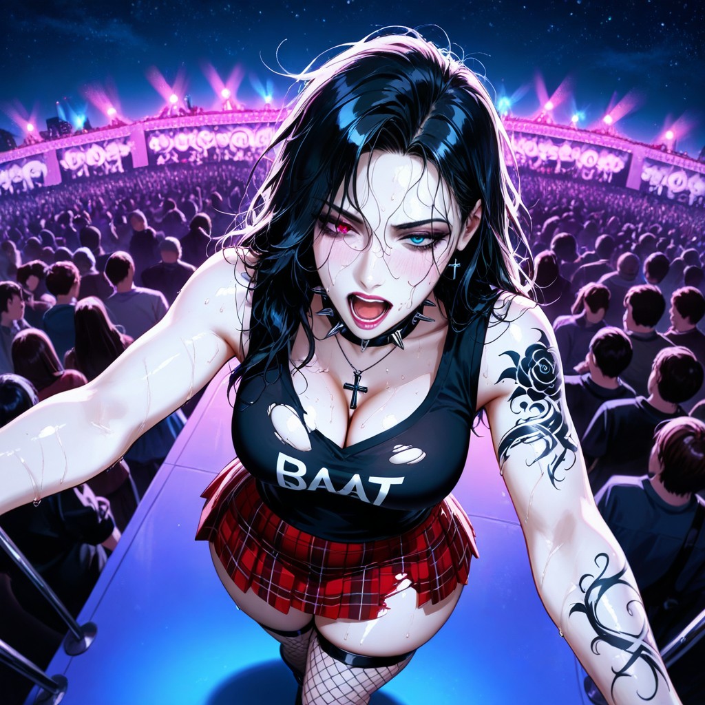 Cleavage, Torn Clothes, A Beautiful Goth Woman 헨타이 AI 포르노