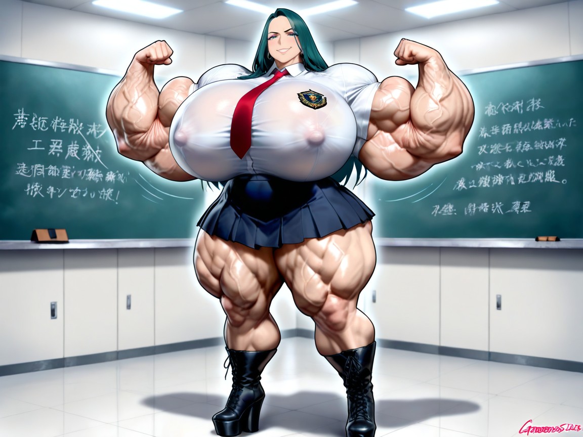 Classroom, Colossal Breast, Hyper Gigantic Massive Biceps Hentai AI Porn