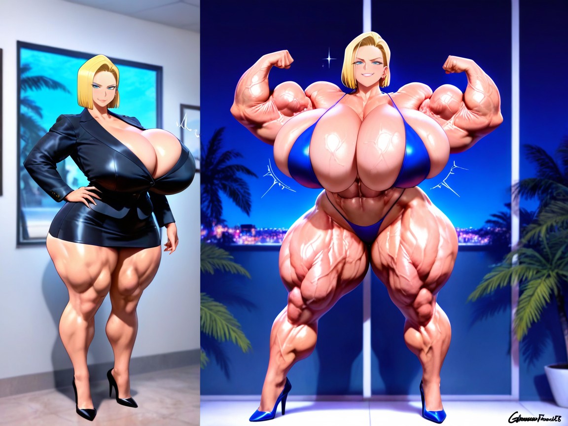 Hdr, Hyper Gigantic Muscle Hips, Hyper Gigantic Massive Biceps ヘンタイAIポルノ