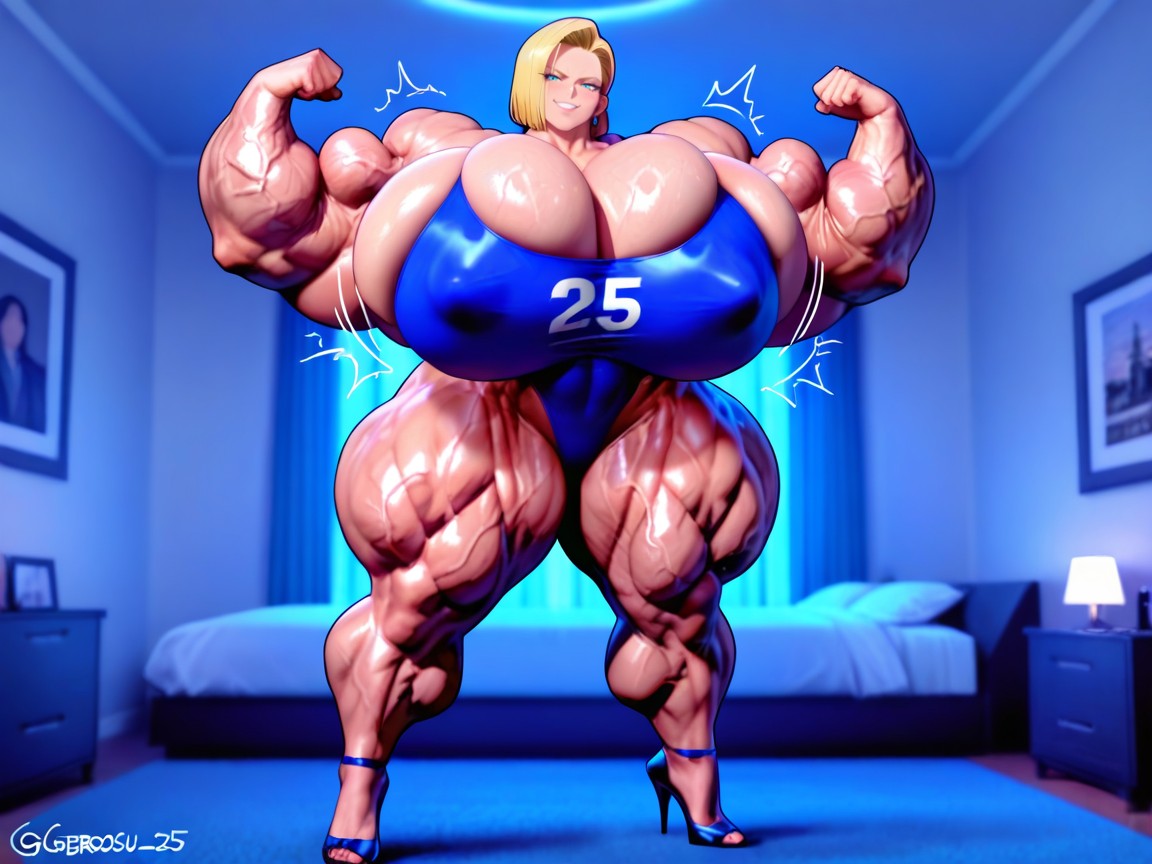 Hyper Absurdly Gigantic Massive Muscle, Ultra Detailed, Smug Expression Hentai AI Porn