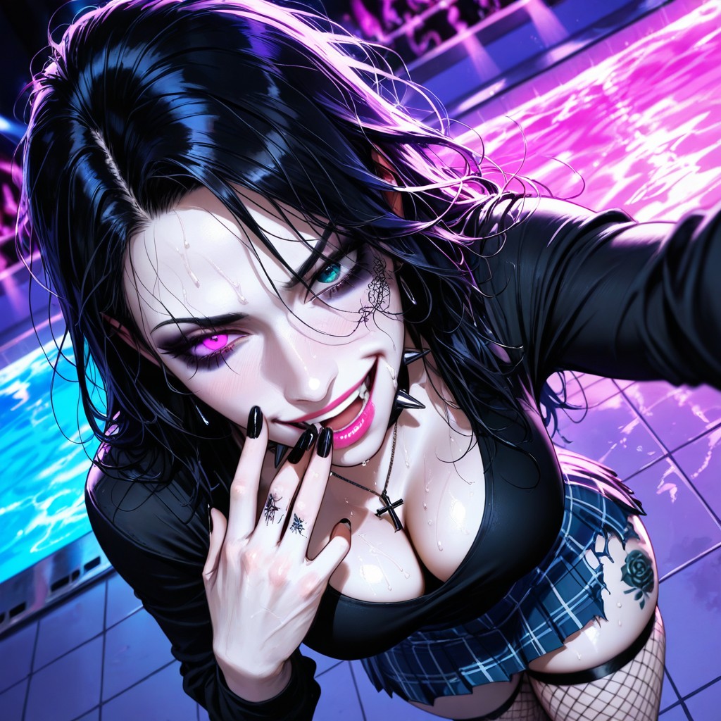 Brilliant Black-hair, Heterochromia Eyes, Torn Clothes Hentai AI Porn