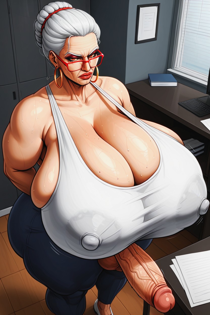 Gigantic Volume, Swollen Areolas, Extremely Large Butt Stretching A Tight Blouse Hentai AI Porn