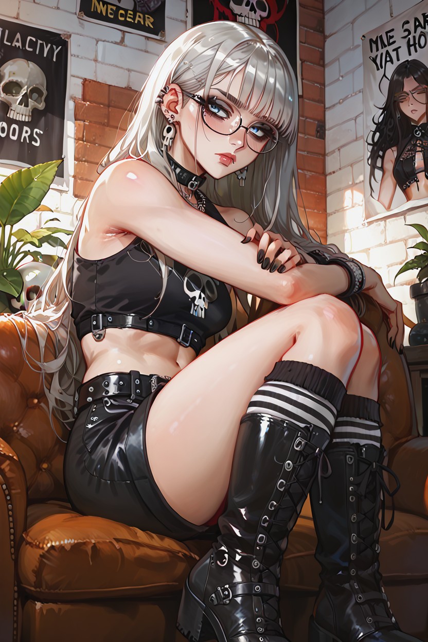 Thick Black Outline, Brick Walls, Plants Hentai AI Porn