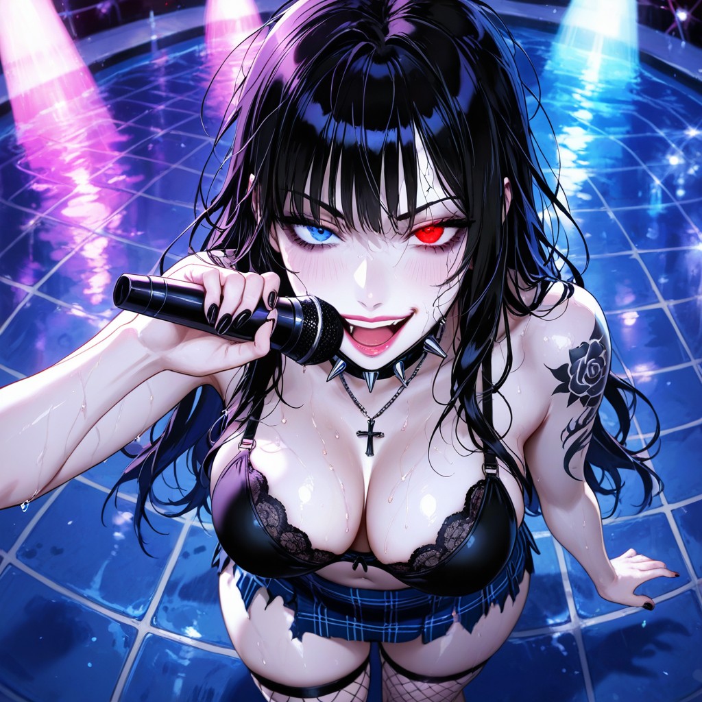 Evil Smirk, "a Beautiful Goth Woman, Plaid Skirt Hentai AI Porn