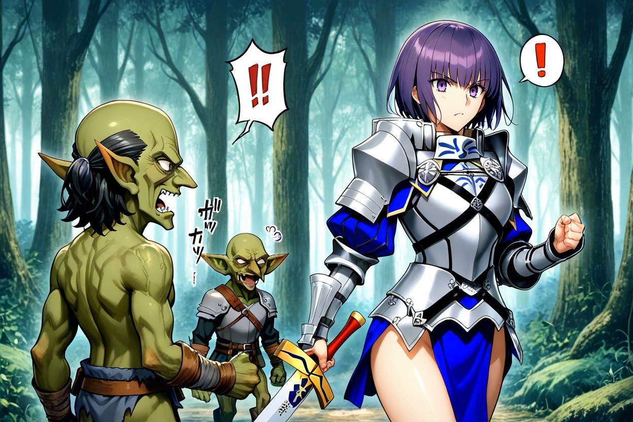 Female Purple Hair, Angry, Male Hair Hentai AI Porn