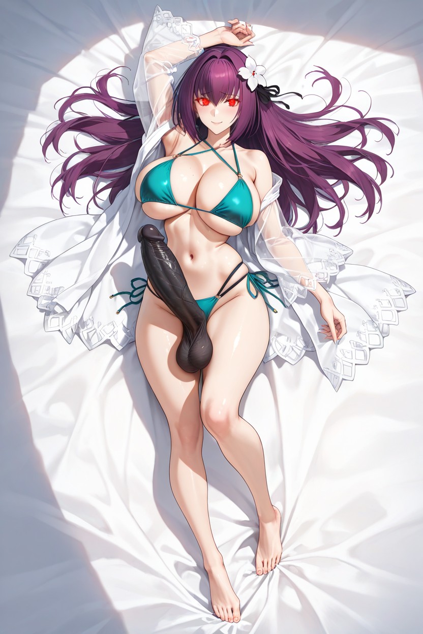 The Frame Is Exclusively Focused On A Single Character And Contains Only Her And The Bed, Cinematic Lighting, Dakimakura Style Hentai AI Porn