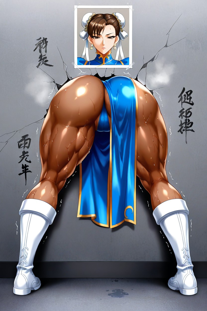 Waist Stuck In Wall, 脚を広げる, Perfect Face ヘンタイAIポルノ