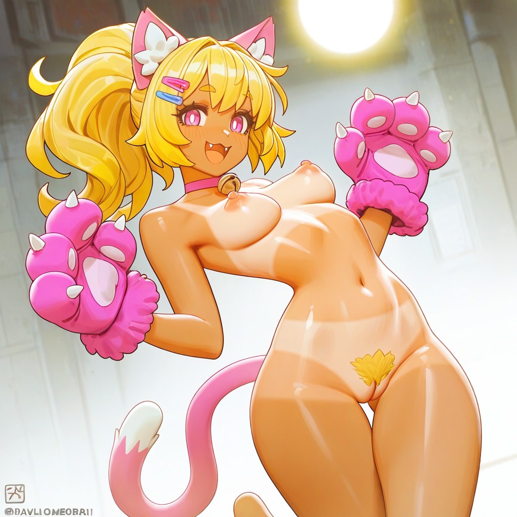 Backlit, Pink Choker With Bell, Arched Back Hentai AI Porn