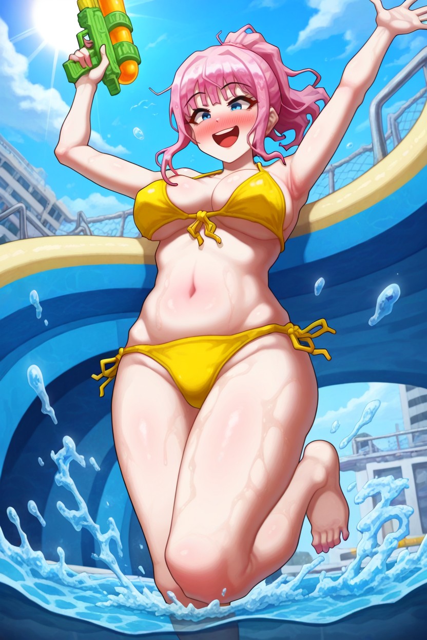 Bust Shot, Water Droplets Flying, Small Ass Hentai AI Porn