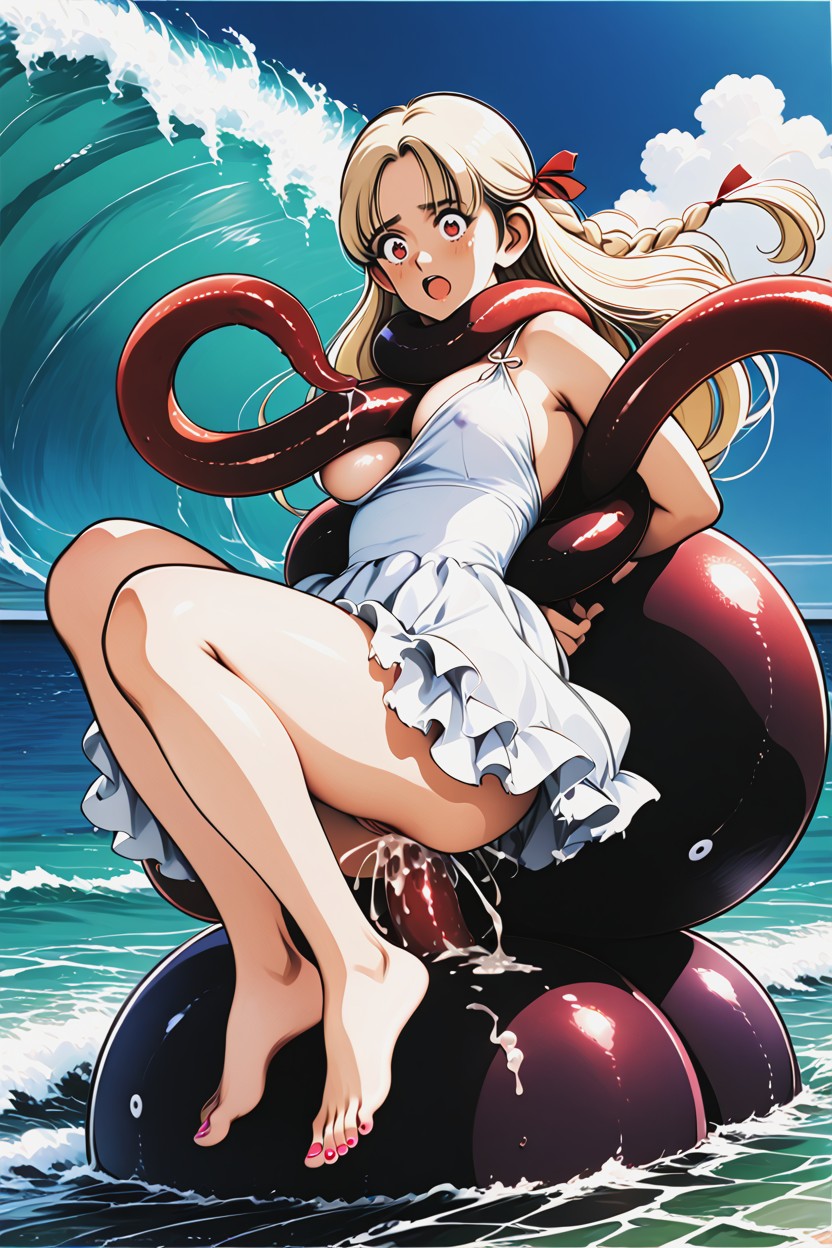 Suspended In Tentacles, Feet In The Air, Waves Hentai AI Porn