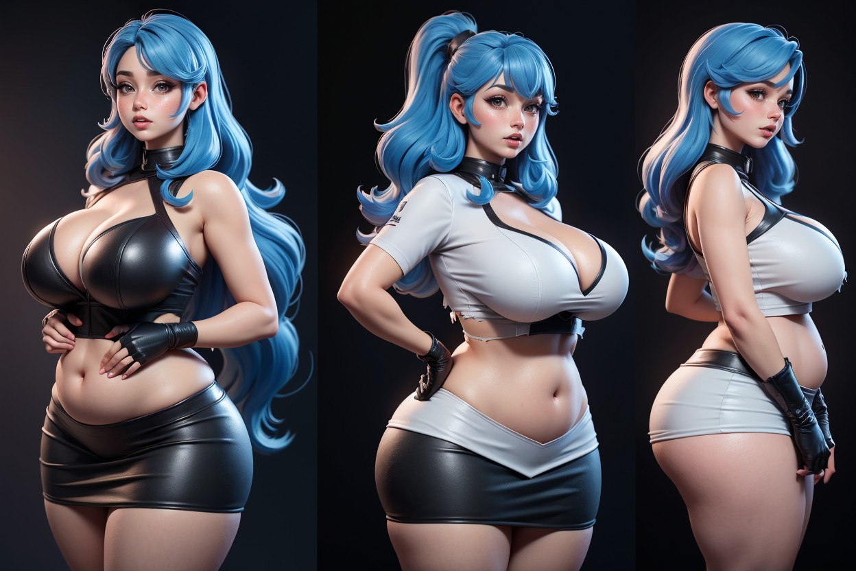 She Grows, Enlarges, Blue Hair Hentai AI Porn
