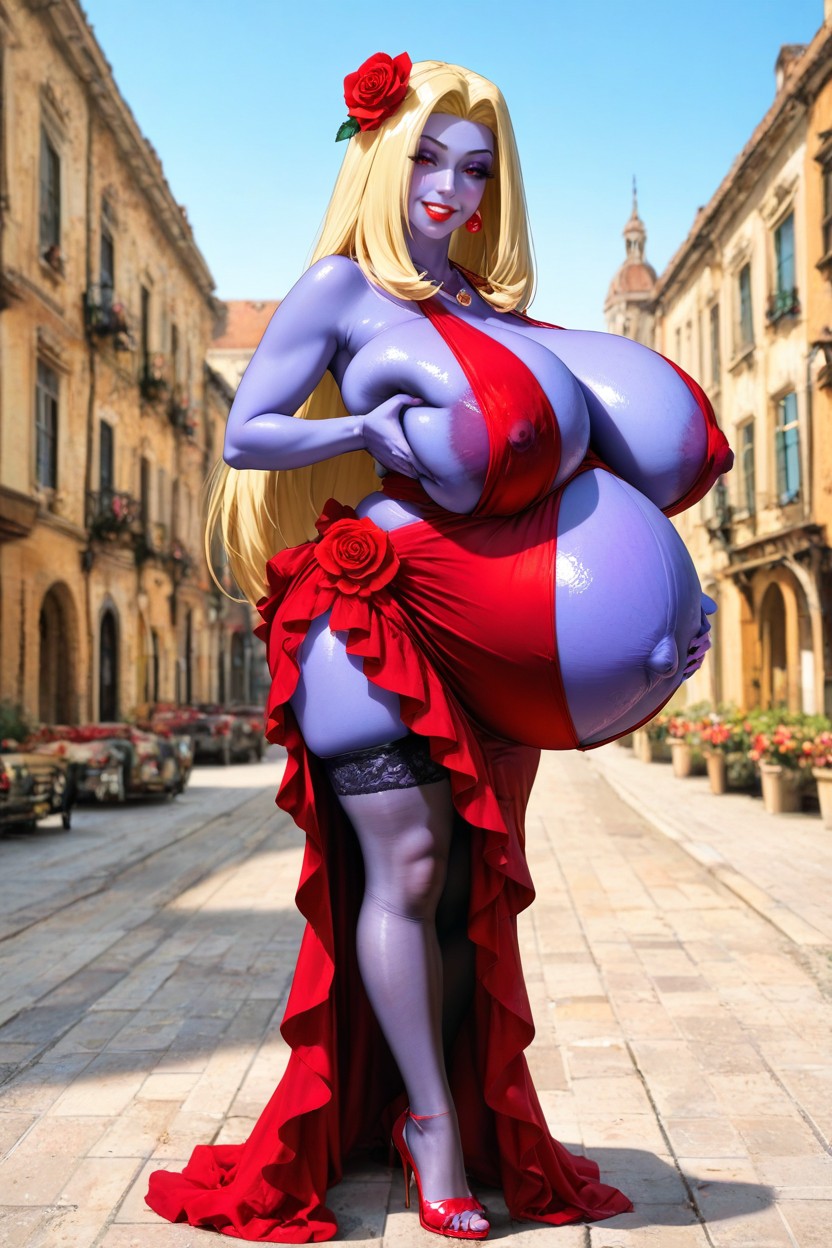 Hyper Pregnant Belly, Gigantic Wide Round Belly, Grabbing Boobs Hentai AI Porn