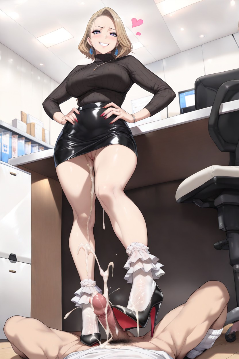 Only Woman, Perfect Natural Rounded Big Breasts, Very Horny Hentai AI Porn