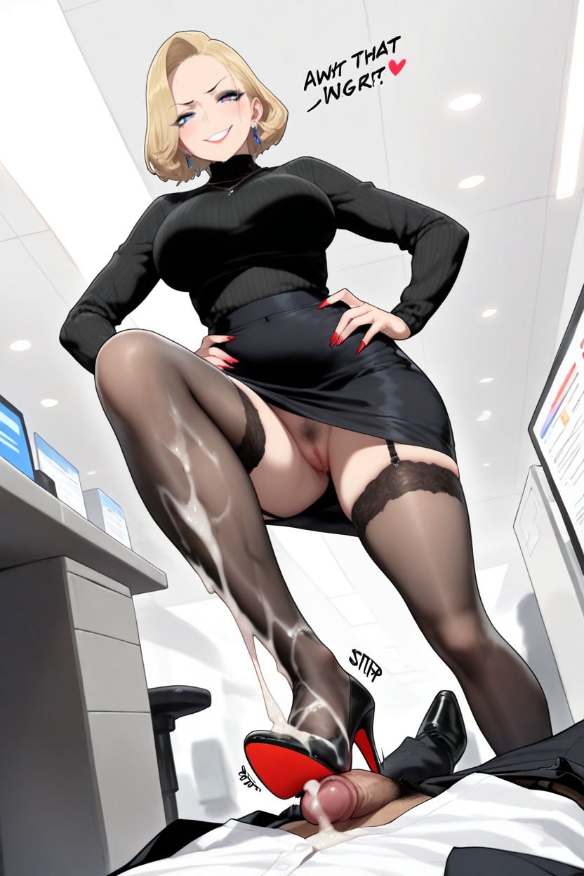 Wide Angle View, Footjob With Heels, Office Hentai AI Porn