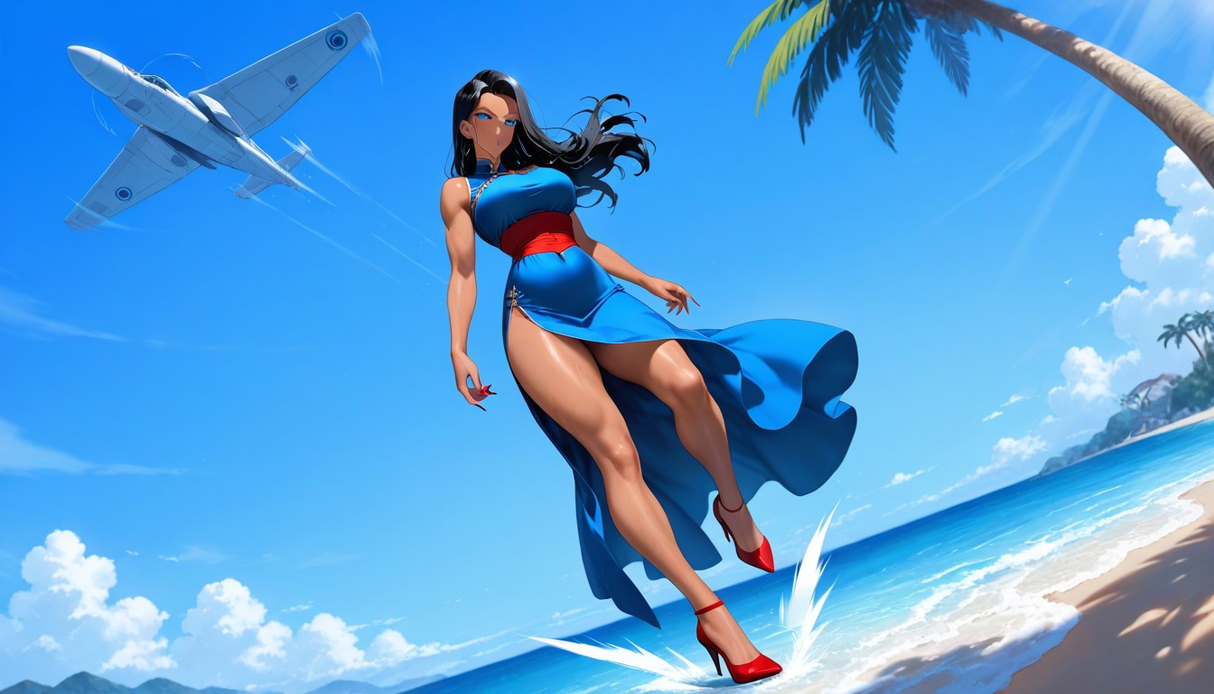 Blue Hour, Full Body, Red Nails Hentai AI Porn