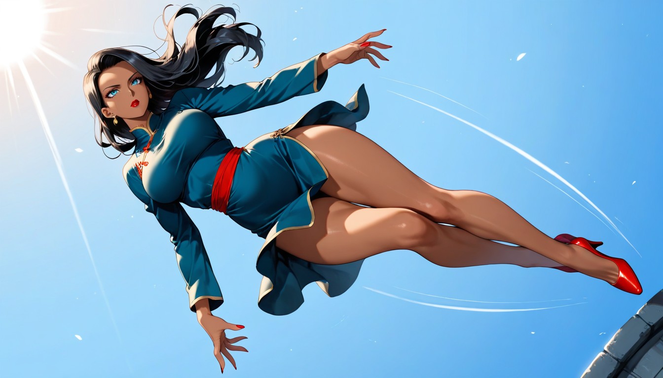 Wearing A Blue Dress, Blue Hour, Black Hair Hentai AI Porn