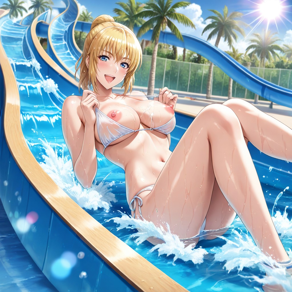Very Bright Sun Rays, Ancient Greek Water Park, Skinny Hentai AI Porn