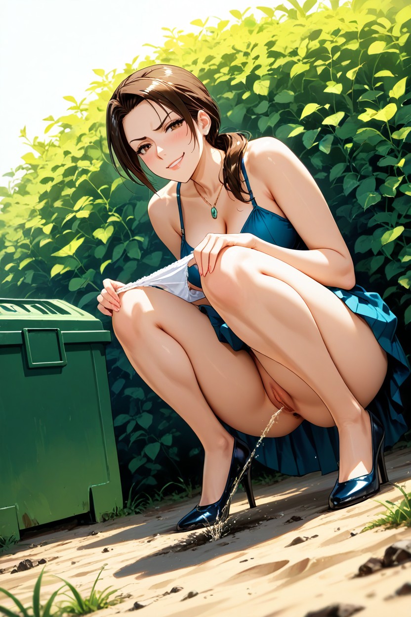 Pussy, Plaited Topping Dress Over Knees, Small Breasts Hentai AI Porn