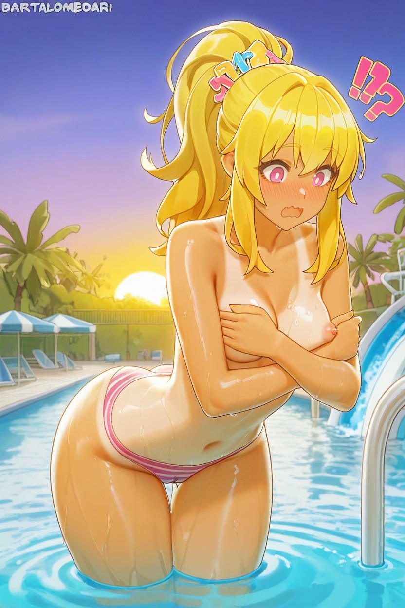 Bare Breasts, Waterpark, Embarrassed Hentai AI Porn