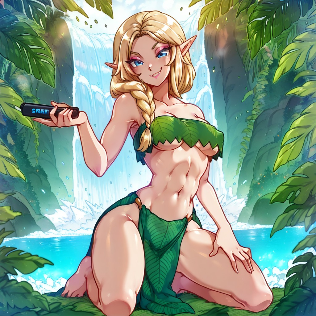 Long Erect Nipples, Snatched Waist, Leaf Clothing Hentai AI Porn