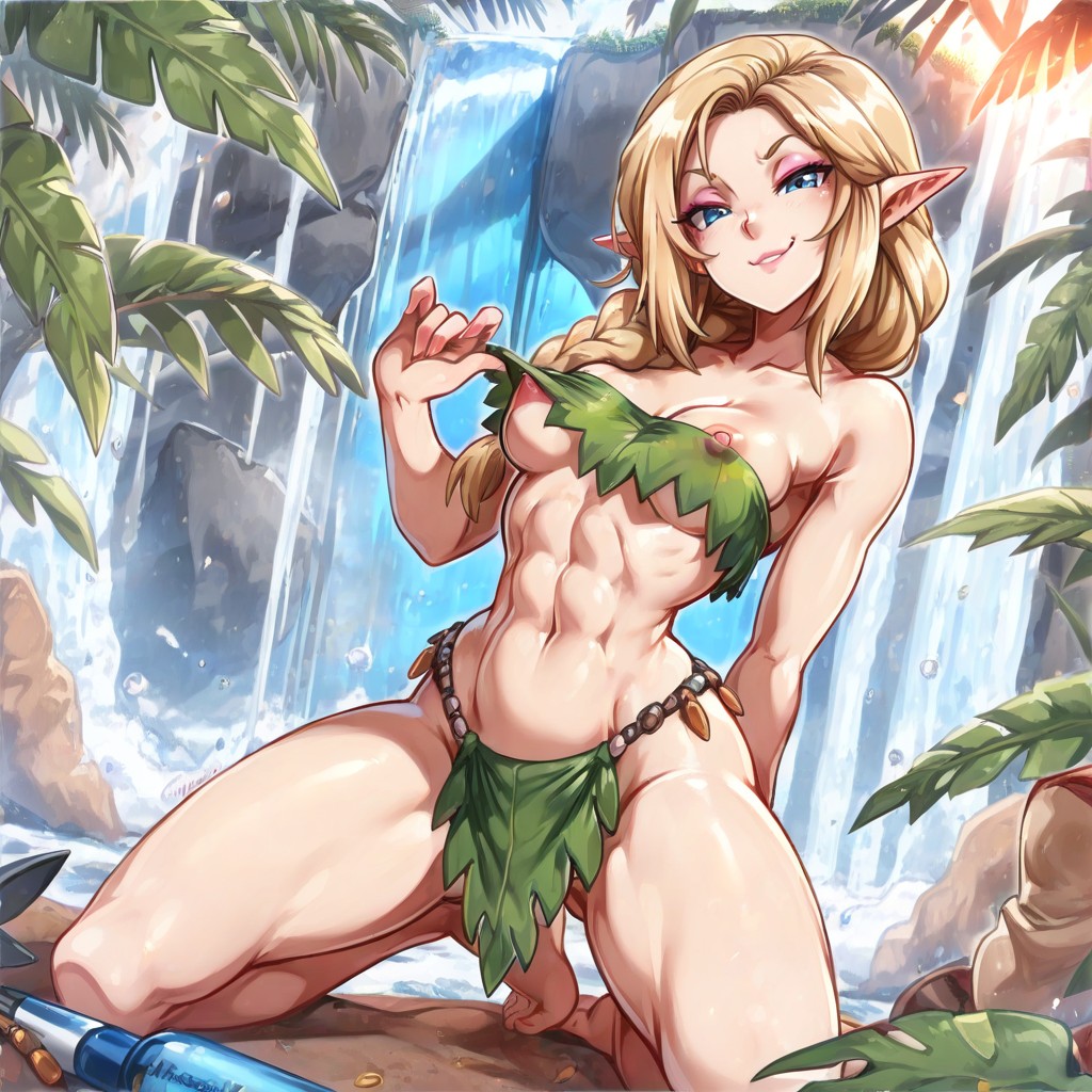 Dynamic Angle, Braided Ponytail, Leaf Loincloth Hentai IA