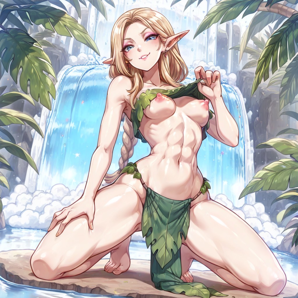 Leaf Clothing, Skin Texture Details, Perfect American Skin Hentai AI Porn