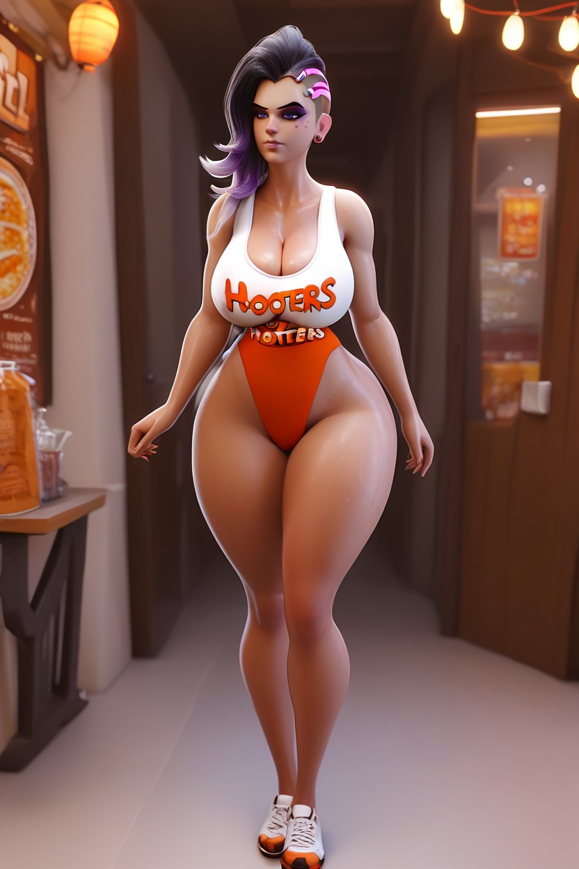 Hooters, Tired Face, De Pie Hentai IA