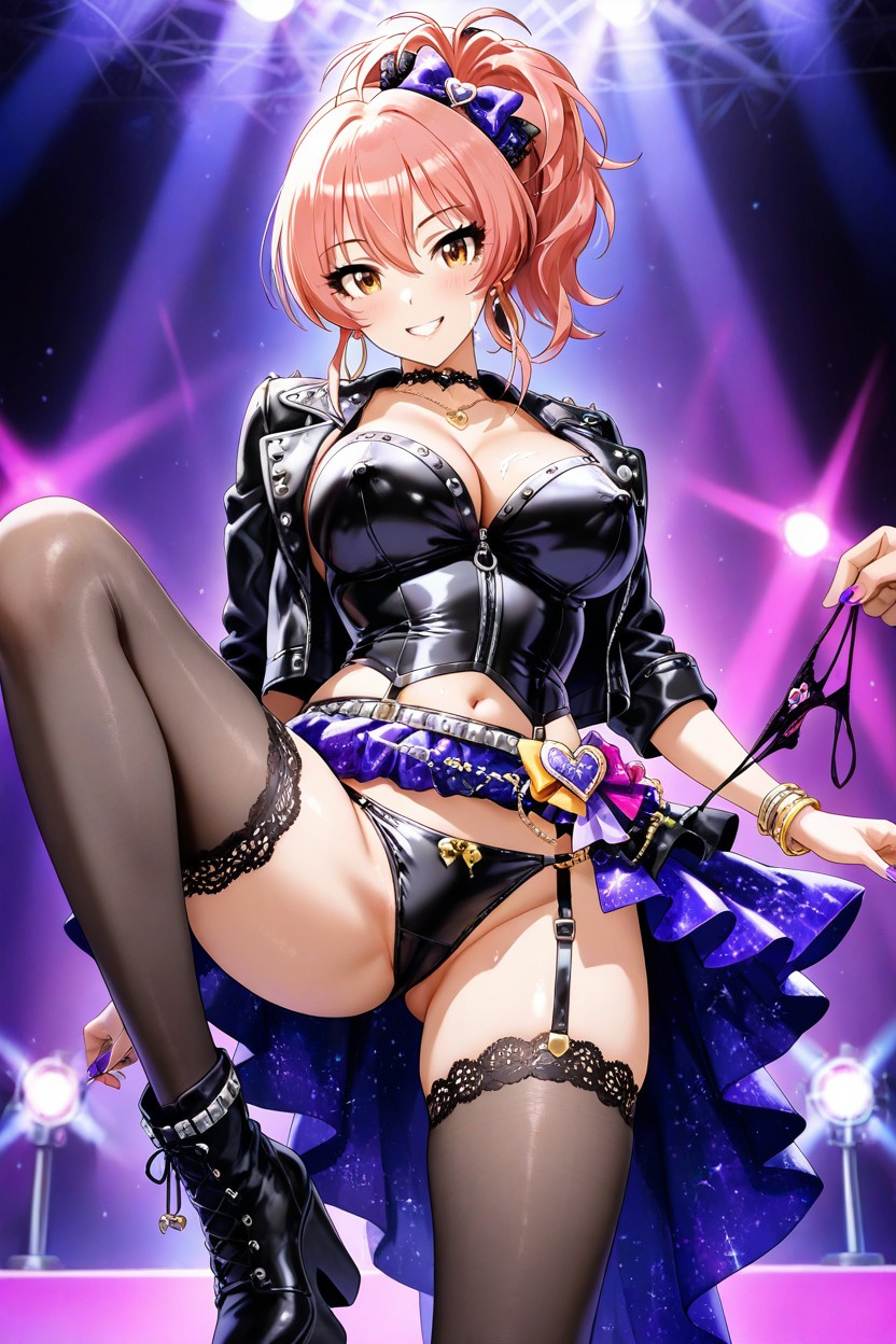 1 Person, Live Stage Lighting, Adorned With Studs And Heart Motifs Underneath Hentai AI Porn