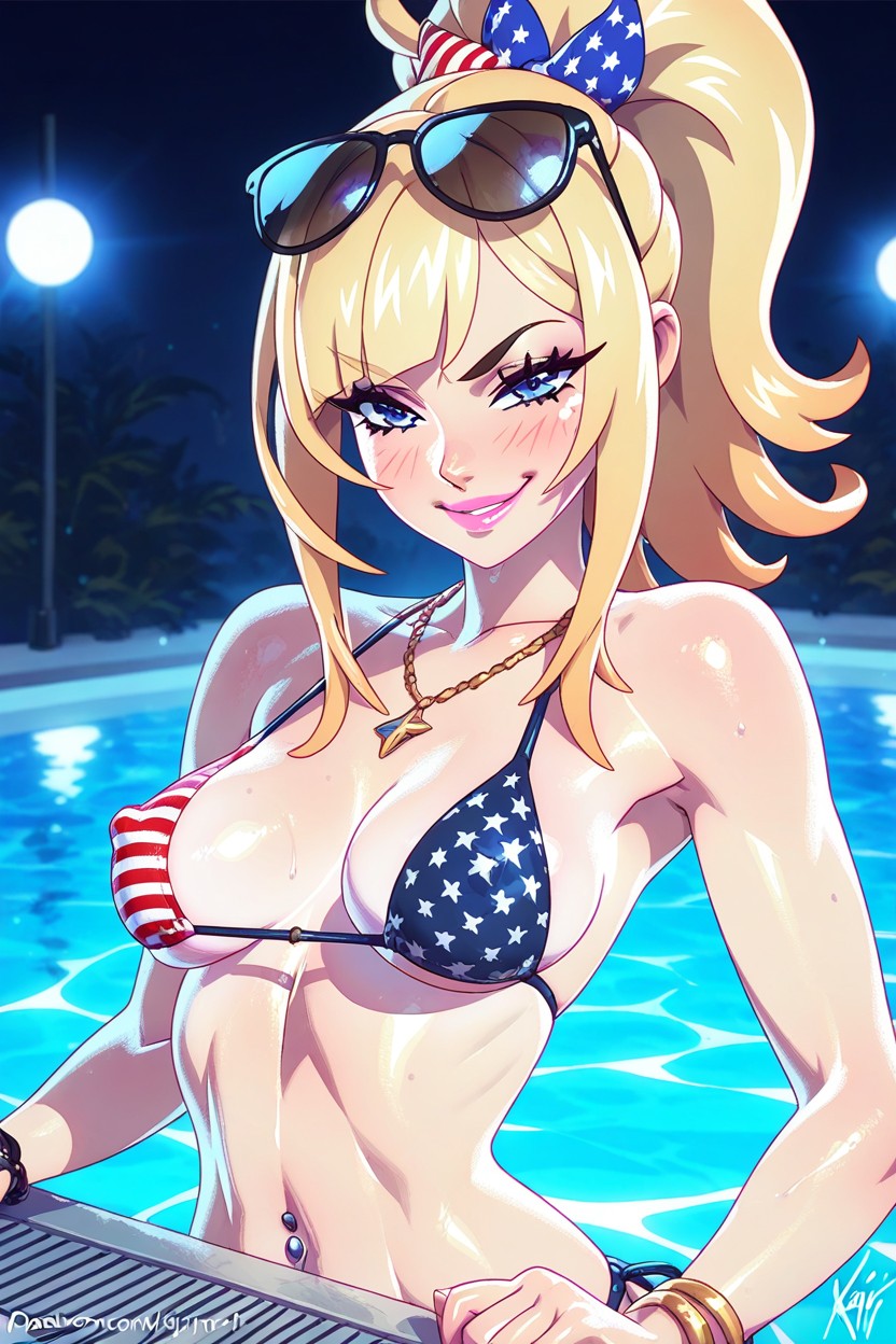 Slightly Medium Breasts, Erect Nipples, Full Lips Hentai AI Porn