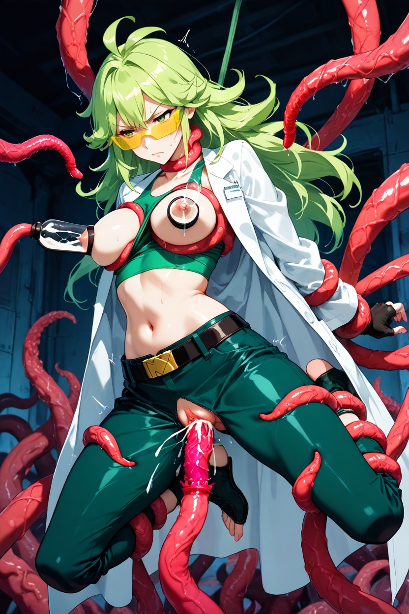 Separated Thick Spikes, Tentacles Grabbing Neck, Disgusted Hentai AI Porn