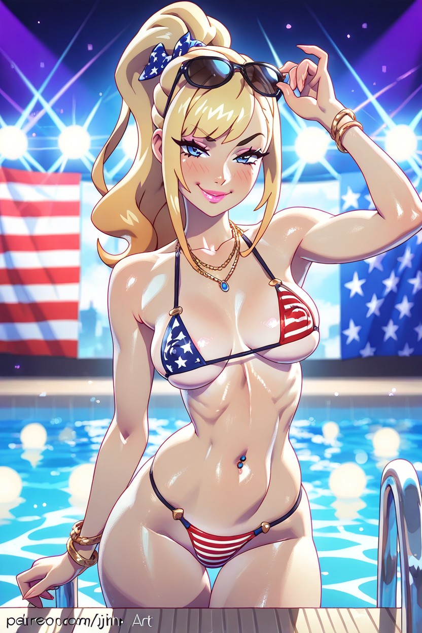Round Black Sunglasses On Top Of Head, Mid-length Neck, Hdr Hentai AI Porn