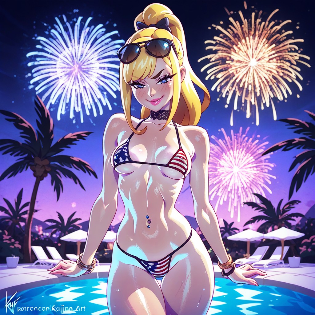 Small Ass, Full Lips, On The Edge Of An Elegant Pool Hentai AI Porn