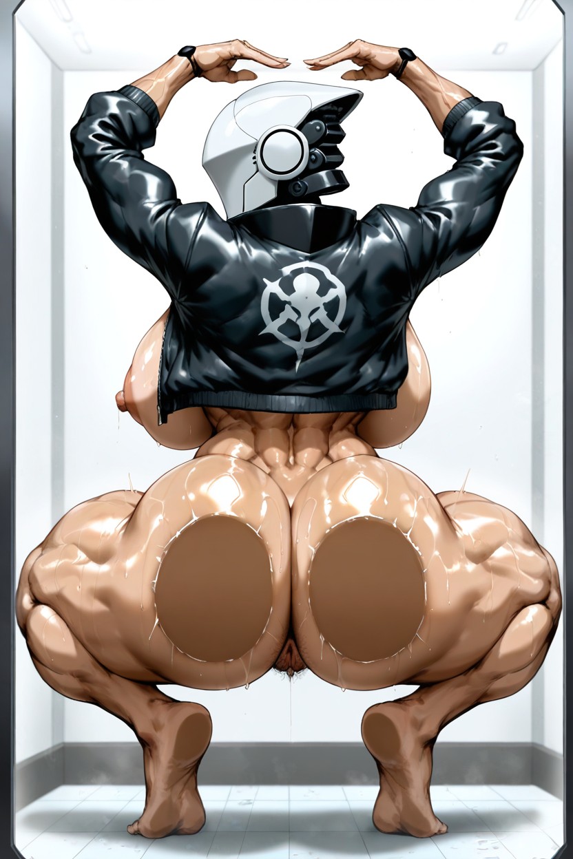 Squatting, A Taller Body, Open Nipples Hentai AI Porn