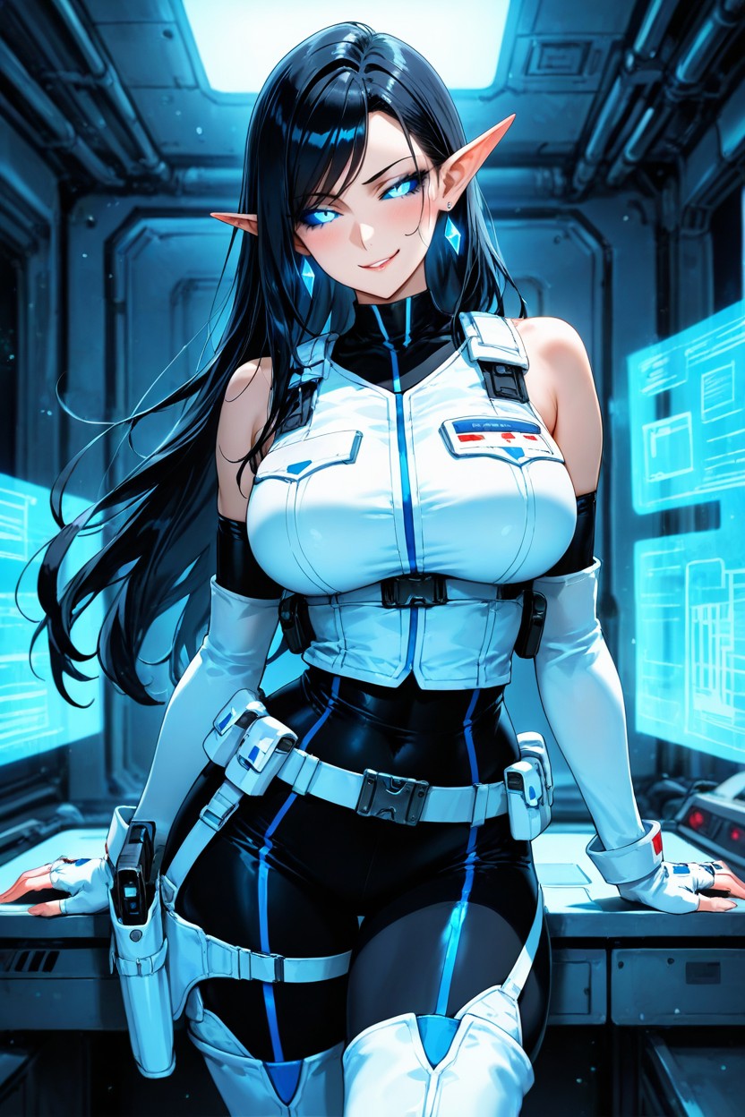 Fingerless Gloves, Cowboy Shot, Night Hentai AI Porn
