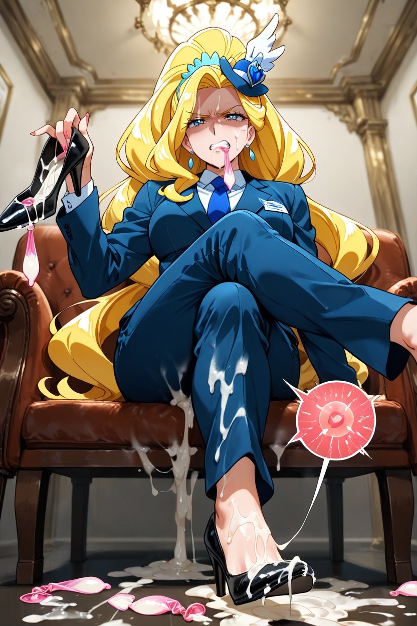 Condom, Legs Crossed, Shaded Face Hentai IA