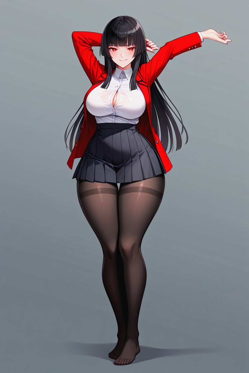 Extra Wide Hips, Red Private Hyakkaou Academy Uniform, Alluring Smirk Hentai IA