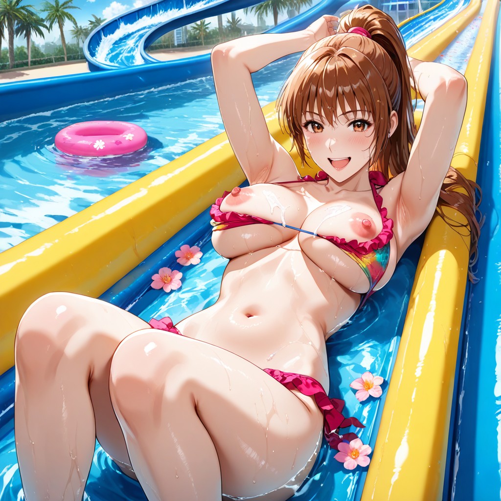 Colorful Parasols, Palm Trees, Daytime Hentai IA