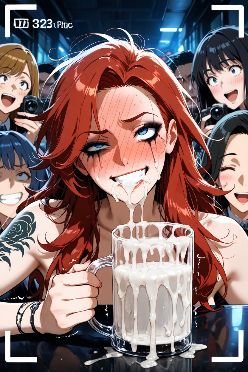 Steem, Feathered Bangs Framing Her Face, Colorete Para Toda La Cara Hentai IA