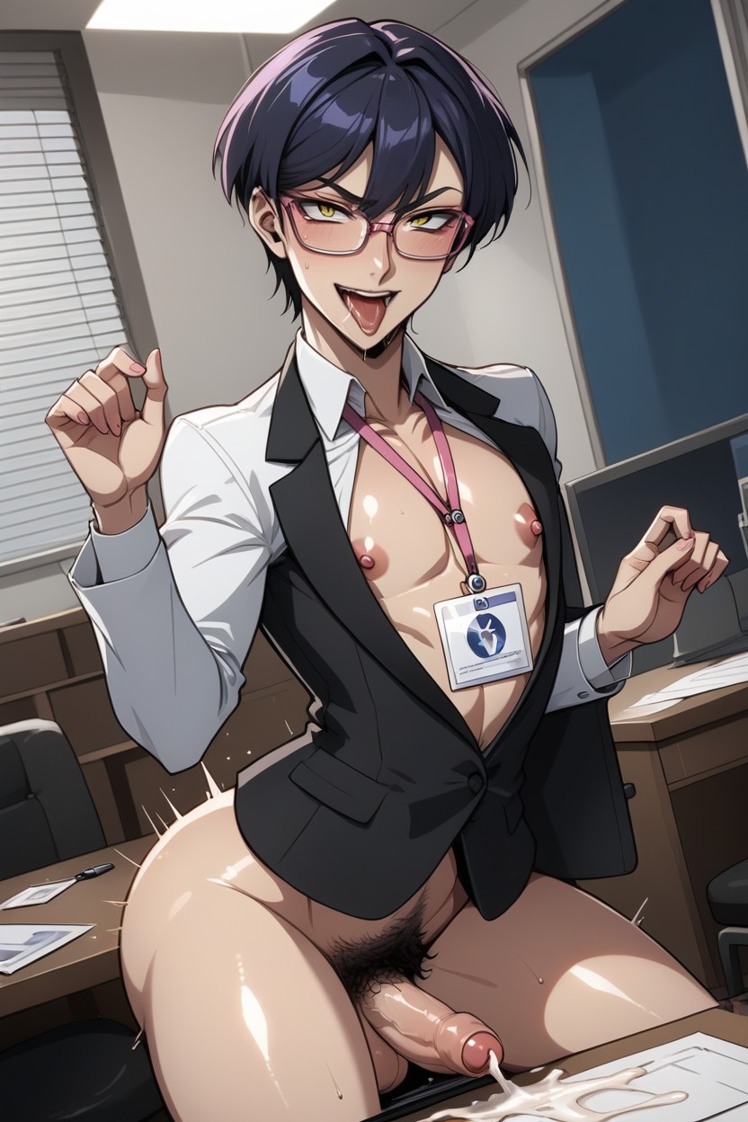 Pink Bdsm Body Harness, Pink Straps Body Harness, Tongue Out Hentai AI Porn