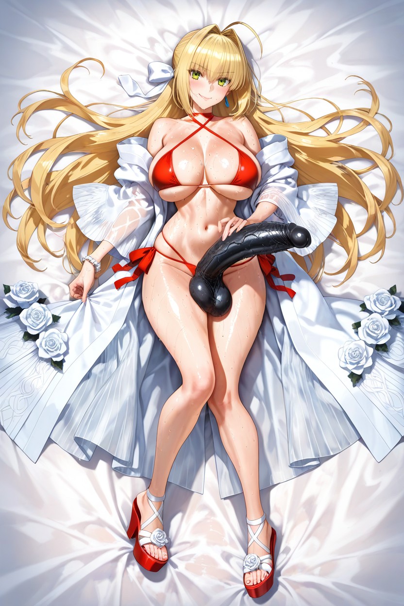 Looking At The Viewer, This Translucent Cover-up Is Cinched With White Roses And Delicate Ties, 25+ Hentai AI Porn