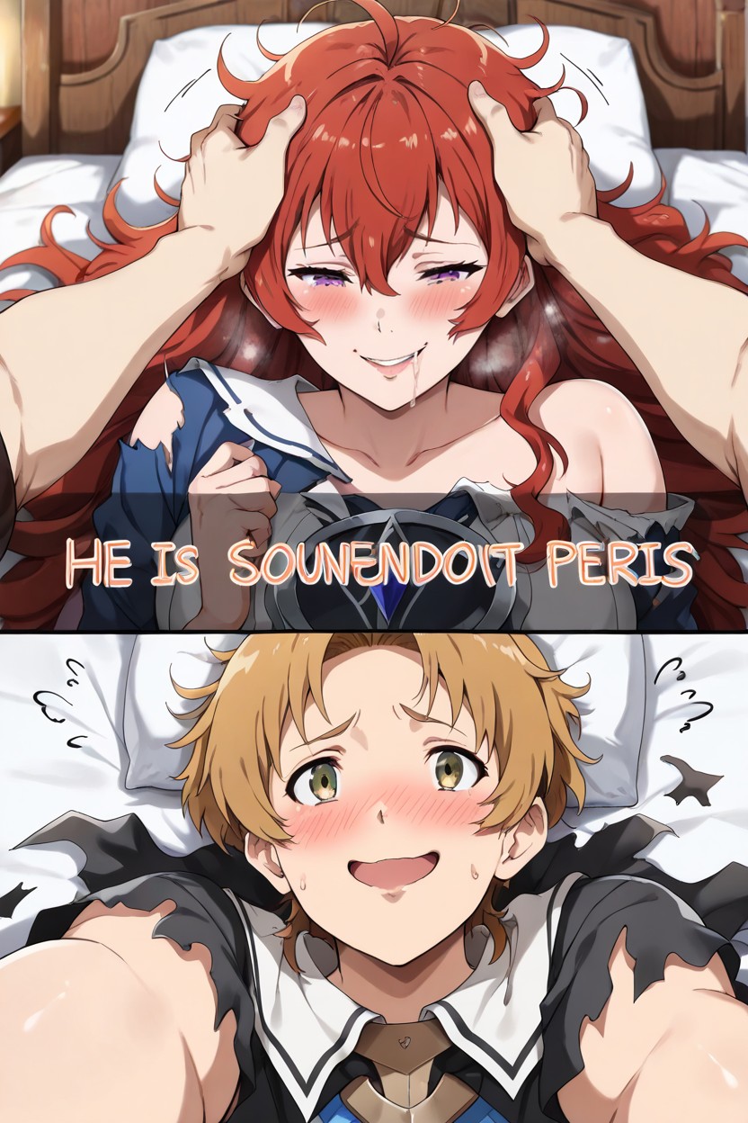 Femenino, Hands On Her Head, Eris And Rudeus's Lips Touch Hentai IA