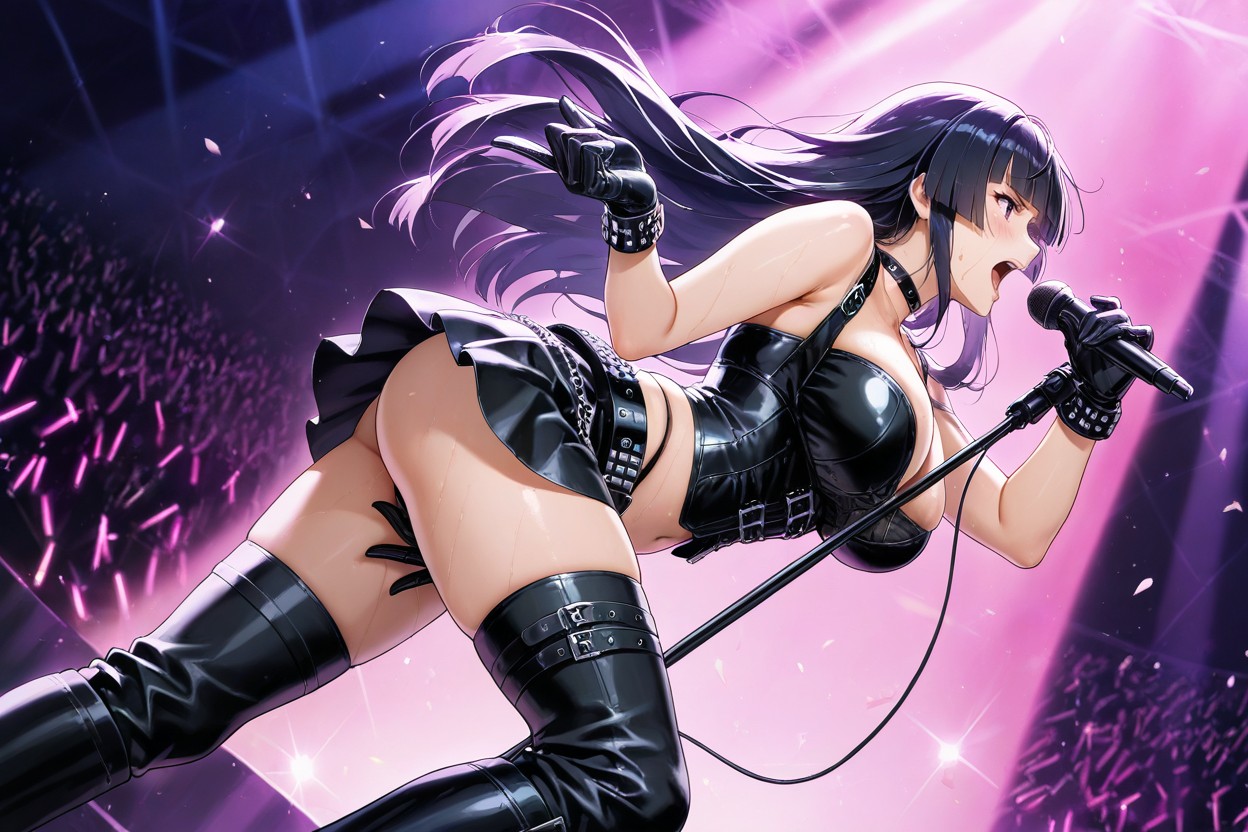Live Stage, Black Long Hair, Beautiful Face Hentai IA