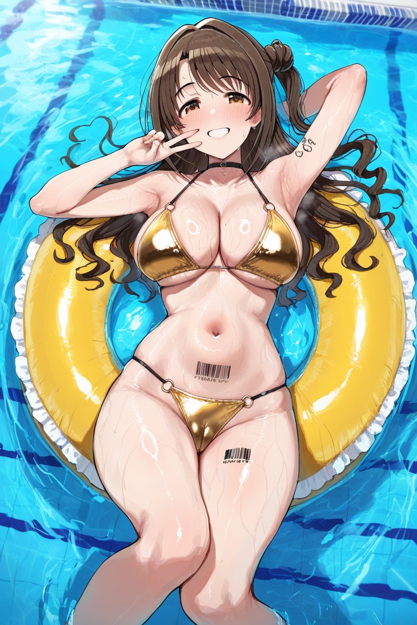 Shiny Swimsuit, Full Cleavage, Cameltoe Hentai IA
