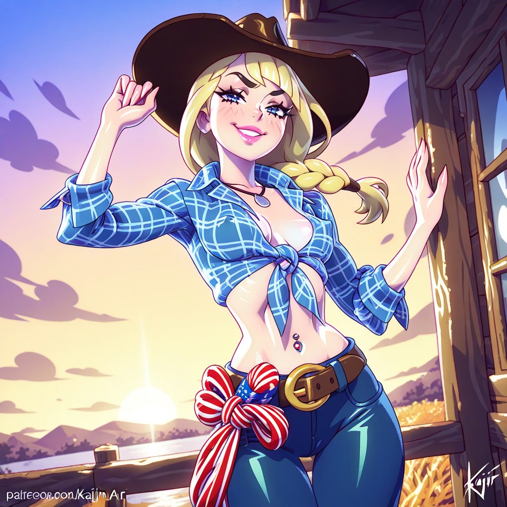 Perfect Gorgeous Stunning American Female, Single Hair Braid, 18+ Hentai IA