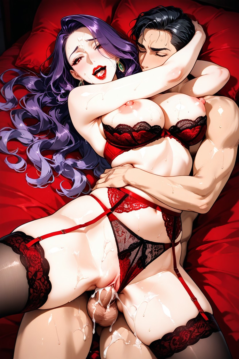 流大汗, Long Purple Hair, 高潮 AI黄漫
