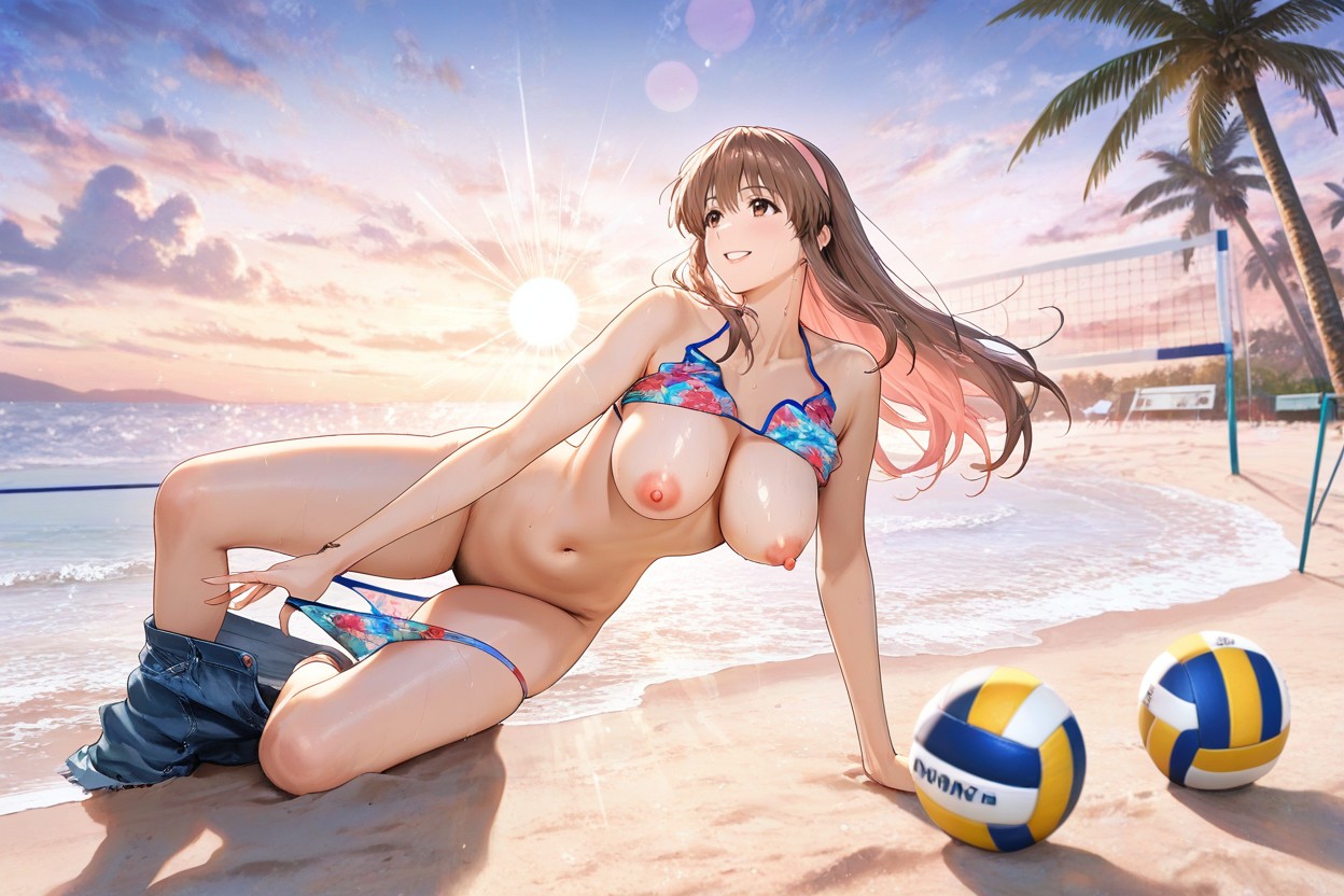 25+, Happy Smile, Looking At Volleyball In The Air Hentai IA