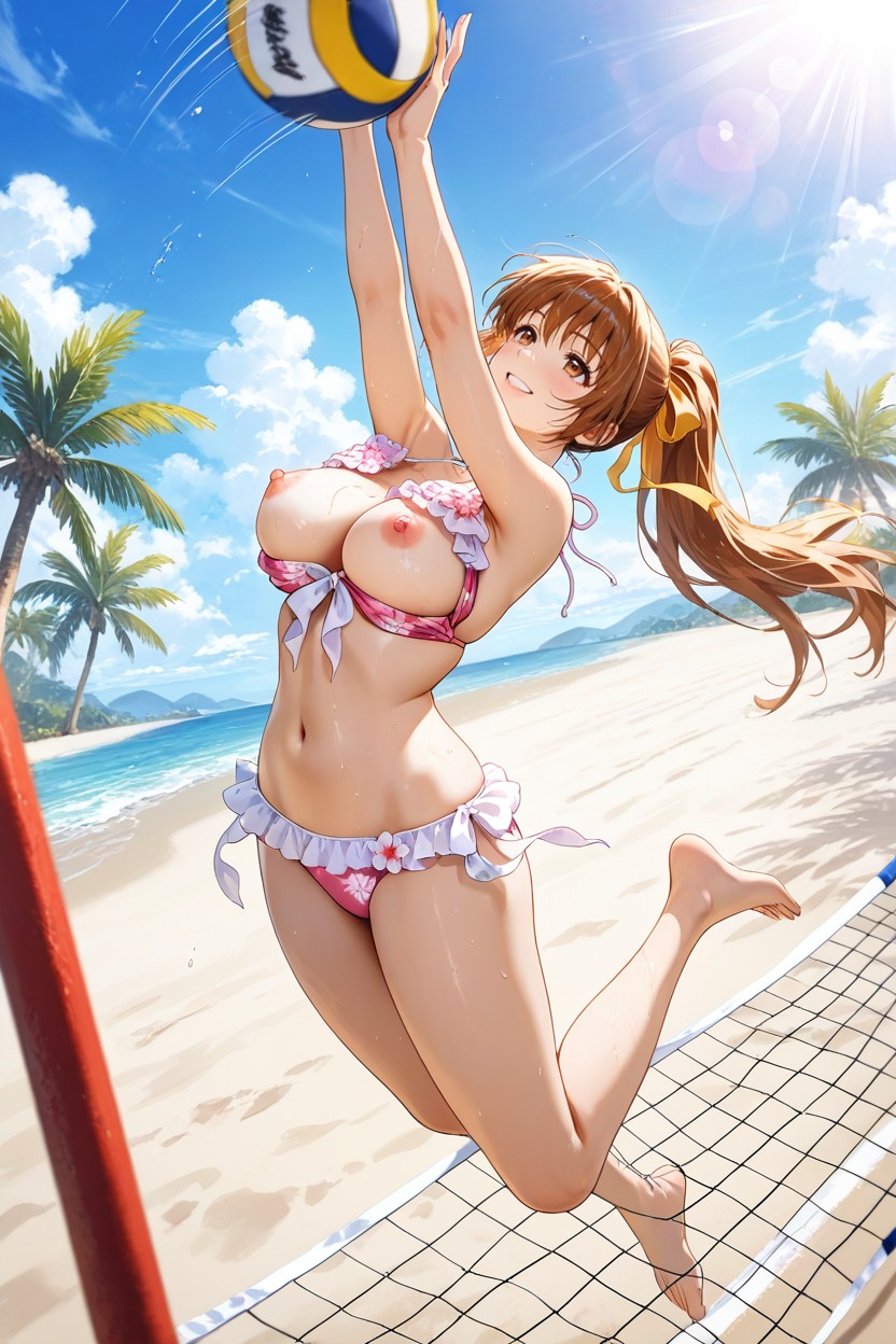 Bikini Top Pulled Down, 25+, Cinematic Porno IA Hentai